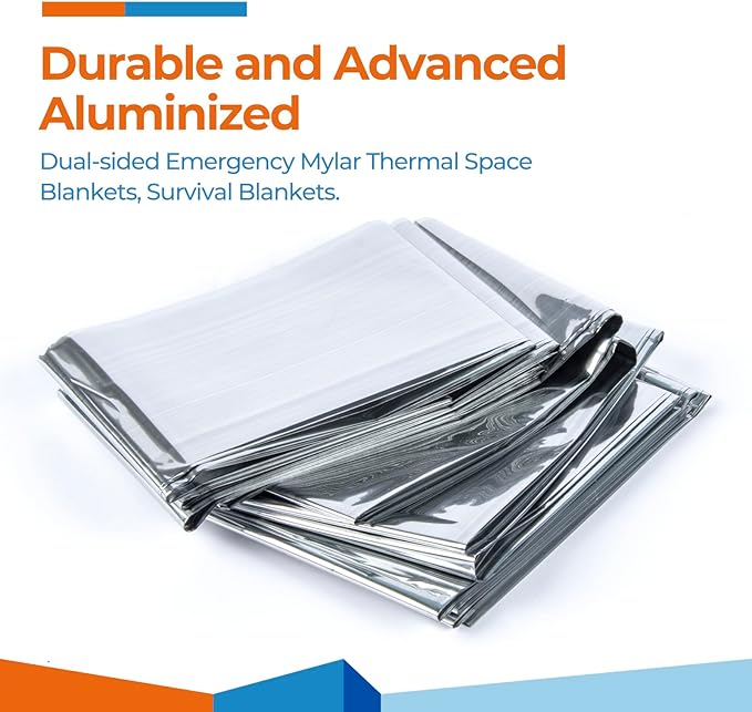 Emergency Blankets (4 Packs, 84" L x 52" W) Mylar Thermal Blankets for Survival and Protection,Space Blanket Survival Kits Camping Blanket, Ideal for Outdoors, Hiking, Survival, Marathons