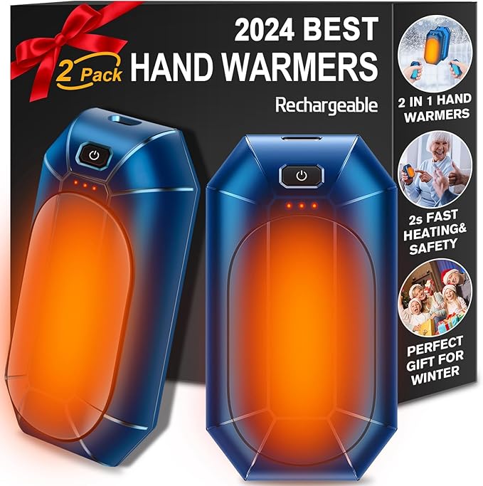 2 Pack πππ§π πππ«π¦ππ«π¬ Rechargeable,Portable Electric Hand Warmers Reusable,USB Handwarmers,Outdoor/Indoor/Working/Studying/Camping/Hunting/Golf/Pain Relief/Game/Warm Gifts for Men Women Kids