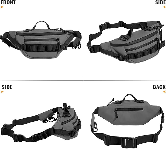 CamGo Tactical Fanny Pack for Men Women Military Waist Bag Molle Utility Hip Belt Pouch Crossbody Bags Bumbag for Cycling Hiking Walking Fishing Grey