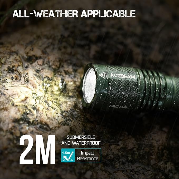 ACEBEAM TAC AA Tactical EDC Flashlight, 1000 High Lumens Flashlight Rechargeable, 280 Meters Long Range throw Pocket LED Flashlight, Super Bright Small Mini Flashlight for Camping, Emergency, Home