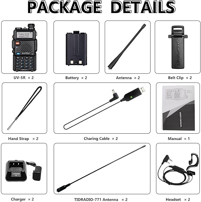 BaoFeng UV-5R 8W High Power Ham Radio with Wireless Programmer,USB Charging Dual Band Long Range Two Way Radio Walkie Talkie Ham Radio Handheld