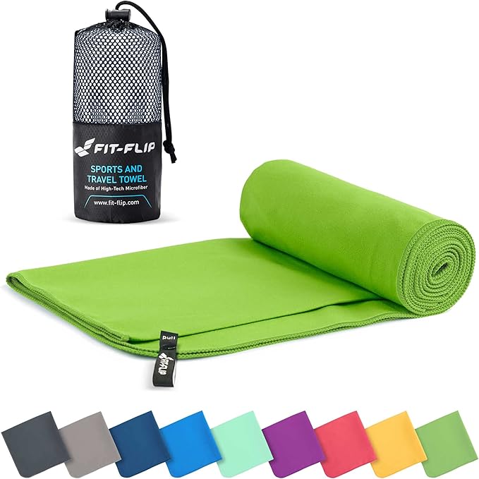 Fit-Flip Travel Towel - Compact & Ultra Soft Microfiber Camping Towel - Quick Dry Towel - Super Absorbent & Lightweight for Sports, Beach, Gym, Backpacking, Hiking and Yoga