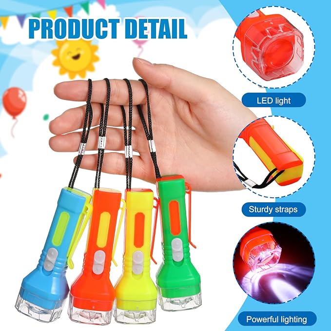 24 Pcs Mini Flashlight Bulk Small Multicolor LED Flashlights with Lanyard Portable Flashlights Lightweight Handheld Flashlight for Night Party Favors Gift Camping Hiking Home(Candy Style)