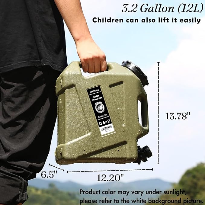 3.2 Gallon Water Storage Containers BPA Free for Camping, Large Capacity Water Tank with Spigot, Portable Emergency Water Storage for Outdoor Camping & Survival Kit