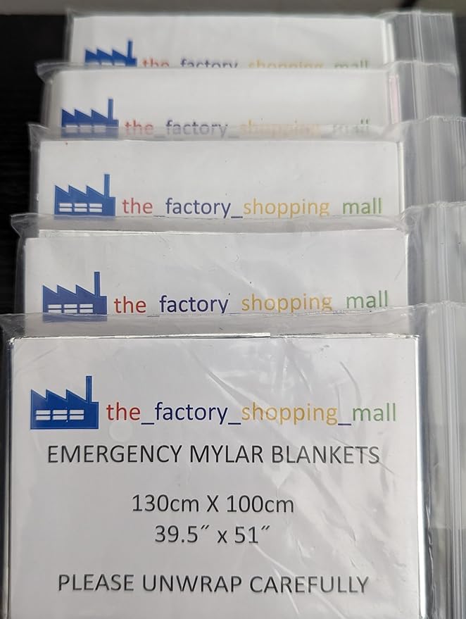5 x Medium Emergency Mylar Blankets for Camping and Cold Weather Protection 39.5" X 51" 130 X 100cm ~3.5 x 4.25 feet