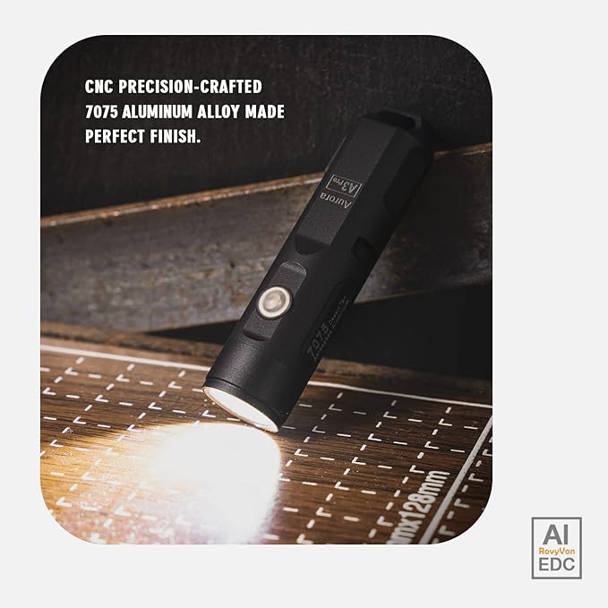 RovyVon Aurora A3 Pro 6500K EDC Flashlight, Max 700 Lumen Super Bright EDC Gear, 5 Mode, Micro USB Rechargeable with Pocket Clip(Black)