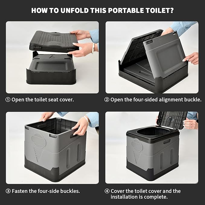 Xl Portable Toilet,Upgrade Portable Toilet for Adults Camping,Tall Camping Toilets Portable for Home/Camping/Boat/Hiking/Long Trips/Beach