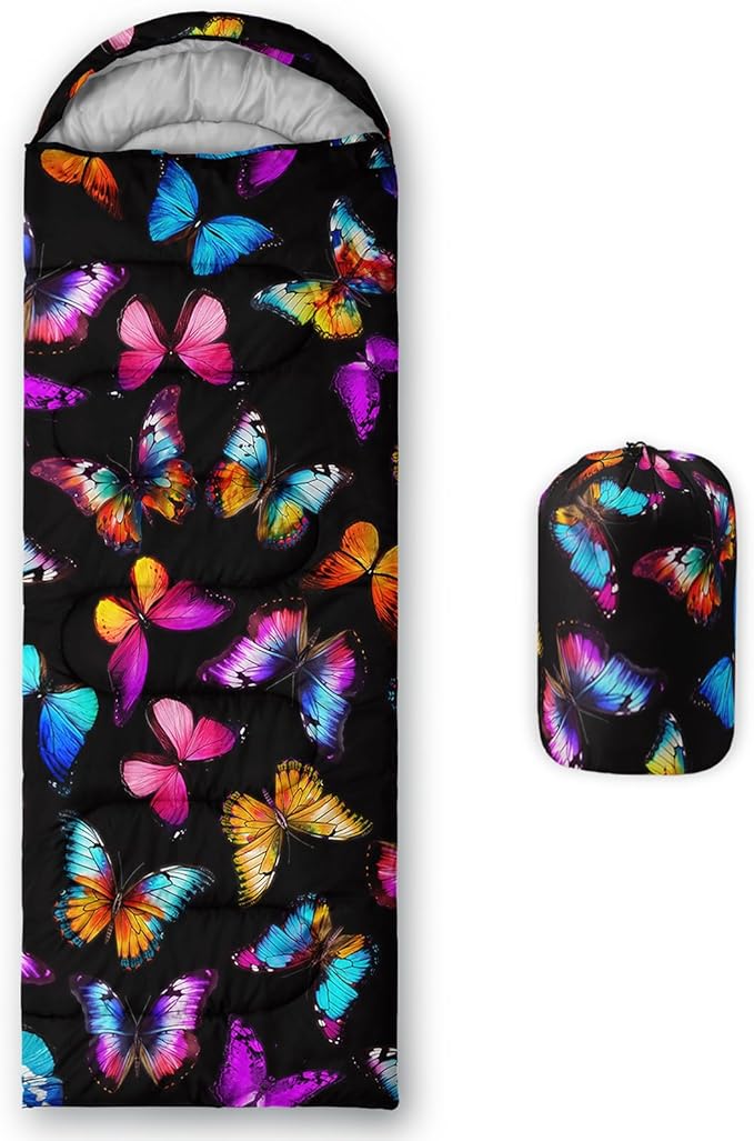 Camping Sleeping Bags,Mermaid Horse Butterfly Starry Sky 3 Season Warm & Cool Weather,Lightweight,Waterproof Sleeping Bags for Adults & Kids,Traveling,and Outdoors,Camping Gear Equipment