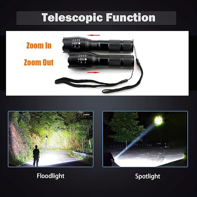 Tactical Flashlights 10 Pack, Bright Zoomable LED Flashlights with High Lumens and 5 Modes, Waterproof Portable Pocket Flash Light for Emergency, Camping, and Outdoor Use