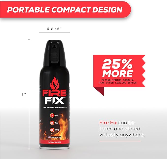 Fire Extinguisher for Home 1-Pack | Made in USA | Emergency Fire Spray Foam for Apartment, Boat, Camping, Car, House, Kitchen & Vehicle | Safety & Survival | Compact, Small, Safe & Easy Use
