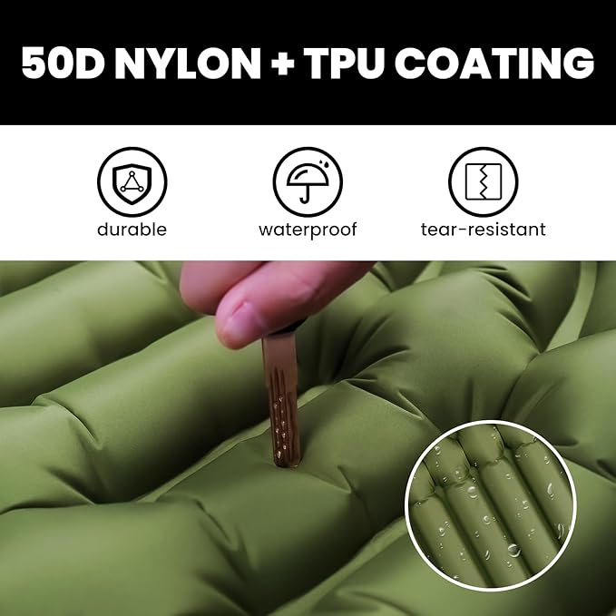Double Sleeping Pad, Ultralight Self Inflating 4" with Pillow Built-in Foot Pump Inflatable Sleeping Mat Backpacking for Car Traveling, Backpacking, Camping and Hiking