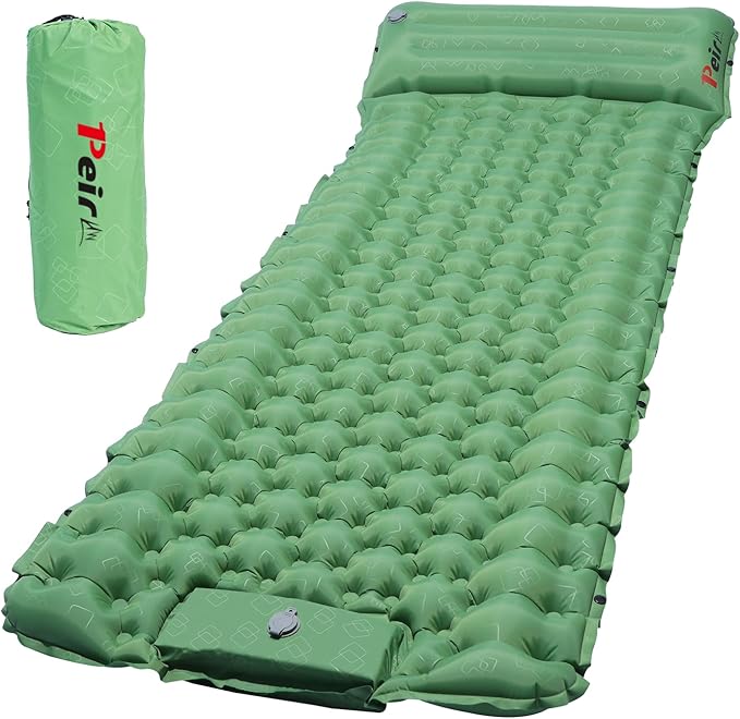 Camping Sleeping Pad, Ultralight Camping Mat with Pillow Built-in Foot Pump Inflatable Sleeping pad for Backpacking,Hiking,Traveling Tent