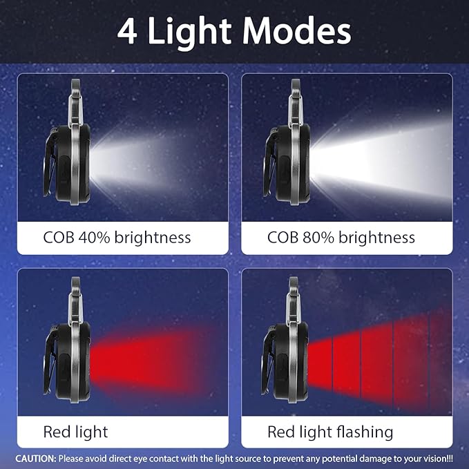 Keychain Flashlights Led Mini - 4 Light Modes Small Rechargeable Flashlight Red Light Mode Emergency Flashlights and Folding Bracket Bottle Opener,Portable Flashlight for Camping,Hiking 2Pack