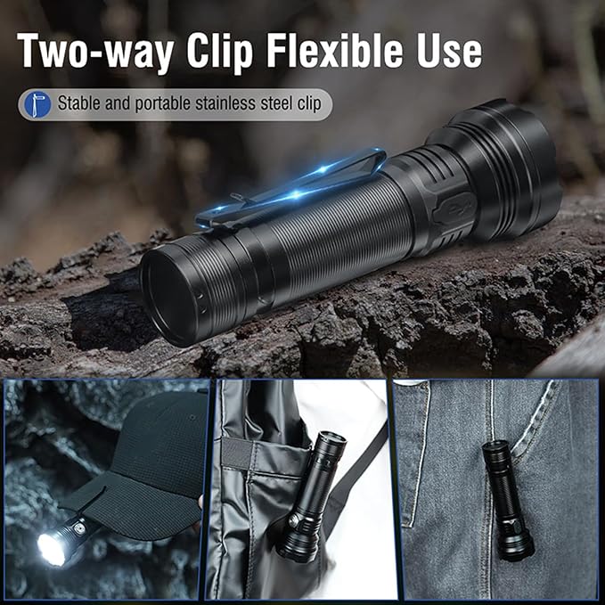 ULTRAFIRE 2500 High Lumens Rechargeable LED Mini Flashlight,Super Bright 5 Modes Tactical Flashlight,Waterproof for Camping, Outdoor, Emergency Torch Light