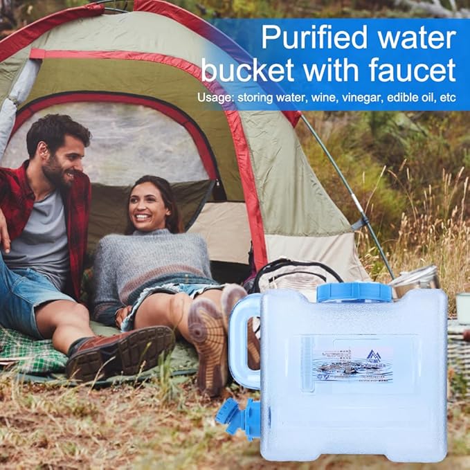 Water Storage Containers, Camping Water Container, Portable Water Tank with Faucet Camping Bucket with Tap Water Jug with Spigot BPA Free Emergency Water Storage for Outdoor Camping Hiking