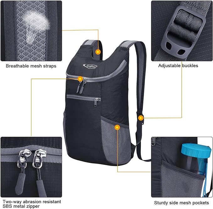 G4Free Lightweight Packable Hiking Backpack for Men Women Small Hiking Daypacks Foldable Shoulder Pack Casual Outdoor Bag 11L