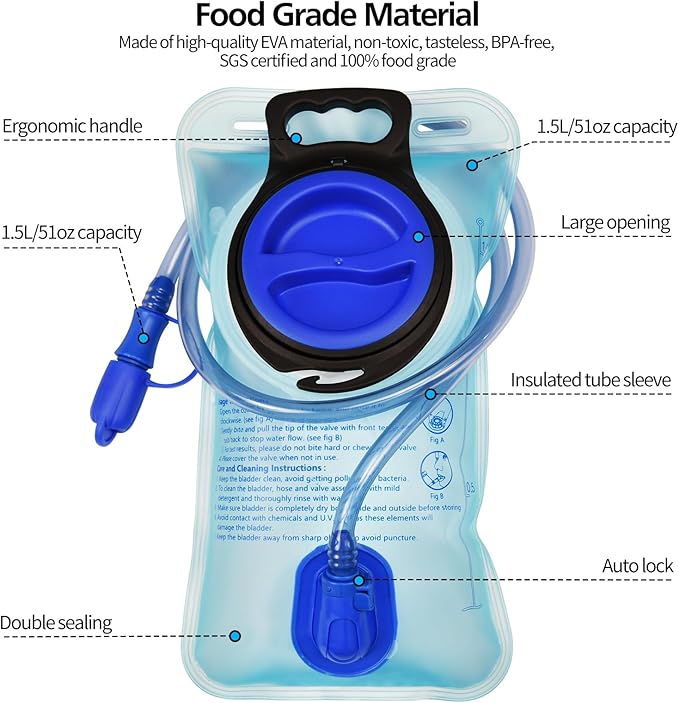 1/2/4/8 Pack Hydration Bladder, 1.5L/2L/2.5L/3L Water Reservoir, Leakproof Water Bladder Hydration Pack, Large Opening Water Storage Bladder Bag, for Cycling Hiking Camping