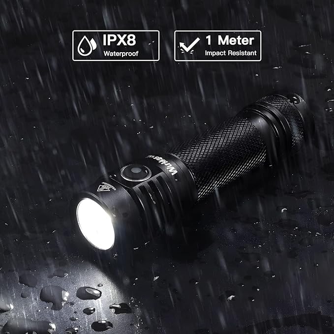 Wurkkos Flashlight WK03-1800 High Lumen Flashlight,SST-40 LED 90CRI 217M 6000K IP68 Waterproof LED Flashlight with Diffuser,EDC Pocket Flashlights 5 Modes for Camping,Home,Emergencies