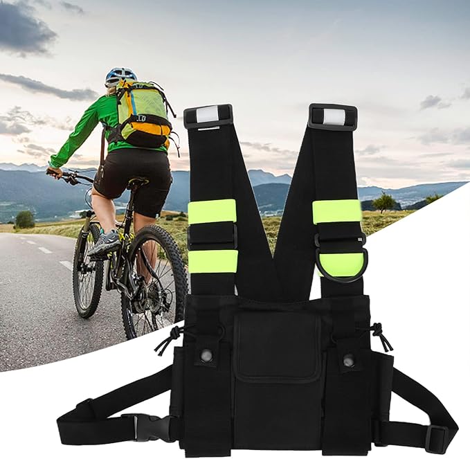 ASHATA Walkie Talkie Chest Bag Two Way Radio Universal Radio Chest Harness Bag Tactical Chest Front Pack Pouch Oxford Cloth for Hiking, Biking, Work, School, Camping