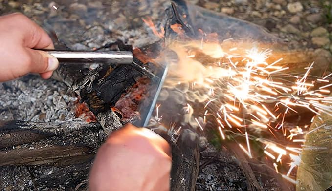 10 PCS Fire Starter Rod Magnesium Rod Flint, Ferrocerium Flint Premium Lighter 8x0.8cm - Glow in The Dark Survival Tool Kit for Outdoor Camping Living Survival Outdoor Flint Stick Camping Supplies