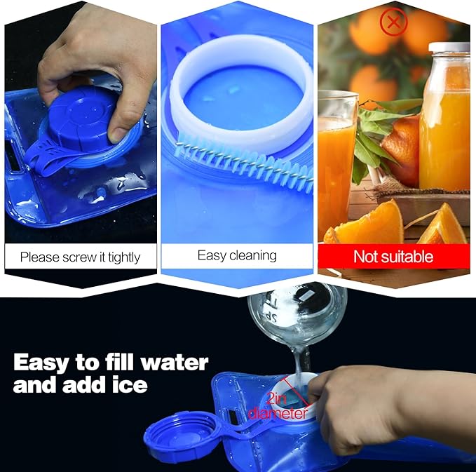 1.5/2/2.5/3L Hydration Bladder, 2pcs Water Bladder, Leakproof Water Reservoir for Hiking Biking Climbing Cycling Running Camping Backpack, Blue and Army Green