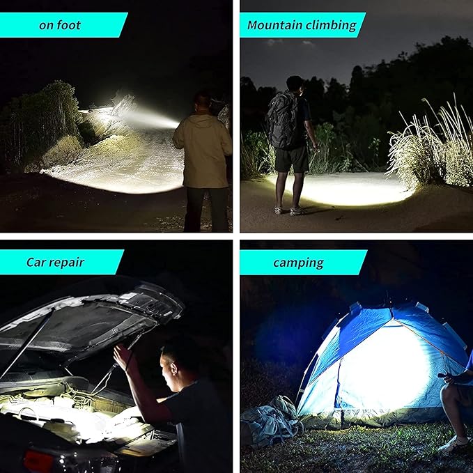 L45 Rechargeable Tactical Flashlights 2000 High Lumens, Super Bright Zoomable Flashlight, Waterproof IPX6 4 Modes Long Working Time, Emergency Flash Light, Camping Hiking Outdoor Survival