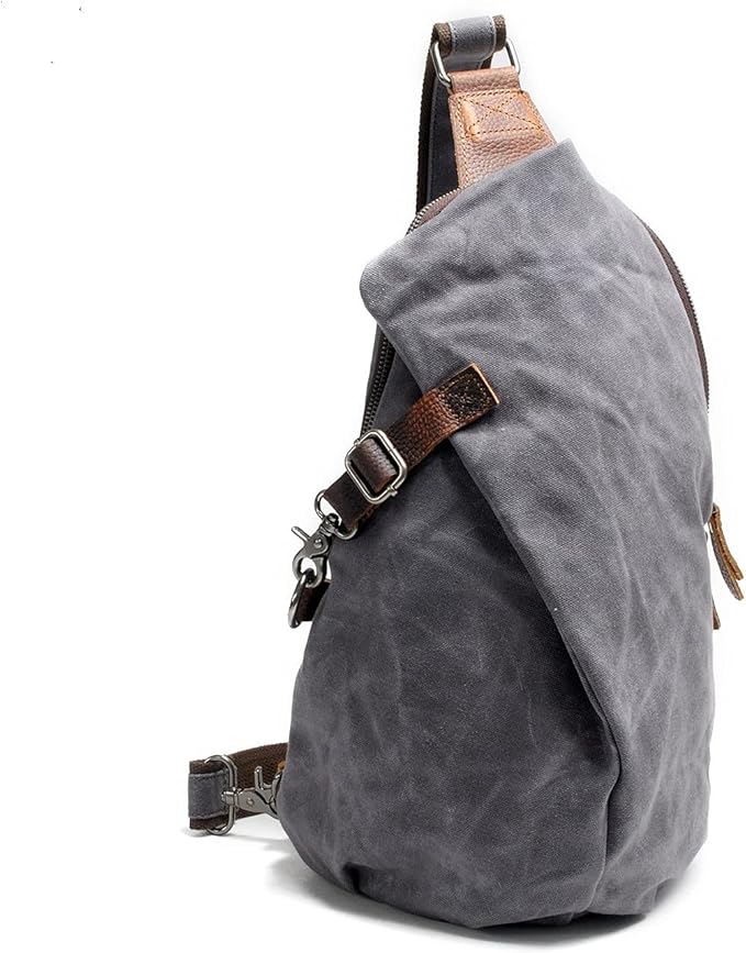 Men's Sling Backpack Waxed Canvas Crossbody Bag Casual Daypacks