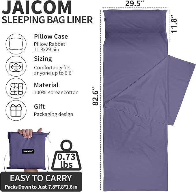 Sleeping Bag Liner Ultralight - Travel Sheets for Hotel, Portable & Comfortable & Quick-Drying Adult Sleep Sack for Camping, Business Trips, Traveling, Hostel