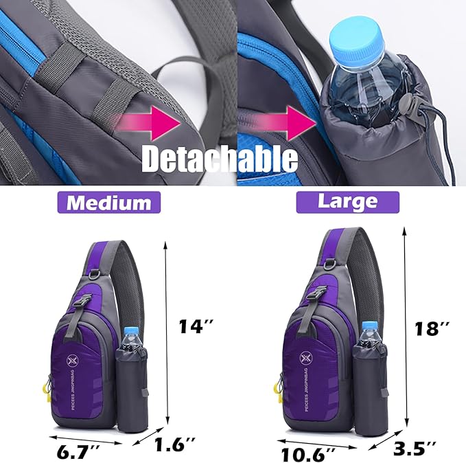 Peicees Chest Crossbody Sling Backpack Bag Travel Bike Gym Daypack for Women Men