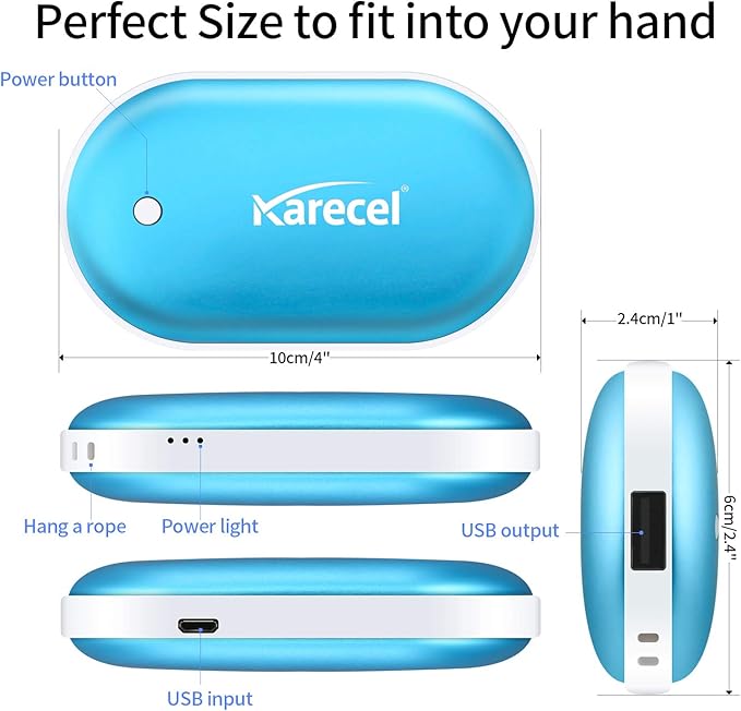 Karecel Hand Warmers Rechargeable, Electric Hand Warmer Reusable 5200mAh Portable USB Heater Battery Hot Pocket Warmer Heat Handwarmers, Cool Winter Gift for Men and Women Outdoor Camping Skiing