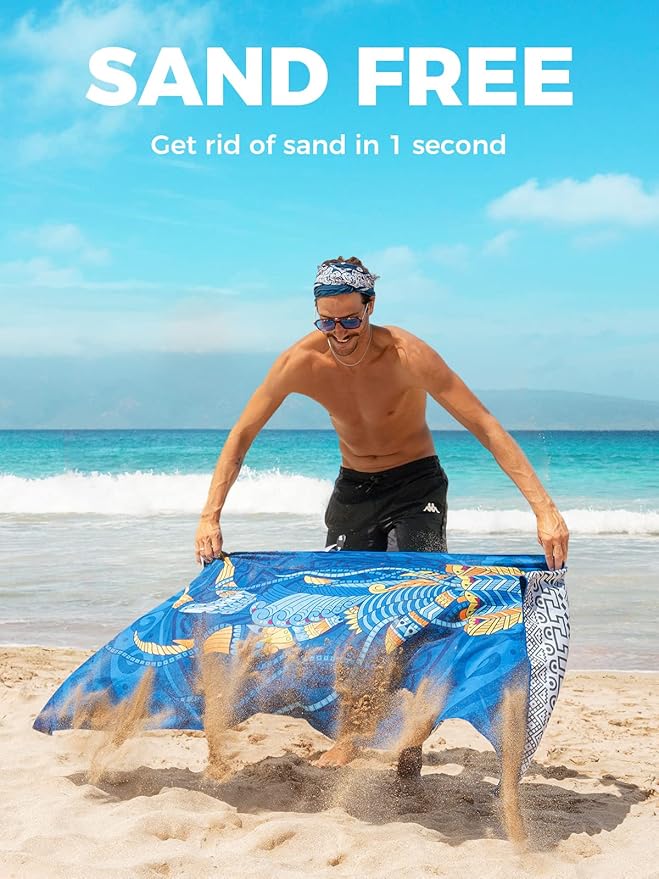 OCOOPA Microfiber Beach Towel Fast Drying, Extra Large 71" x 32" Sand Free Beach Towel Super Lightweight Towels for Swimming Pool, Camping, Picnic, Yoga Gym Sports
