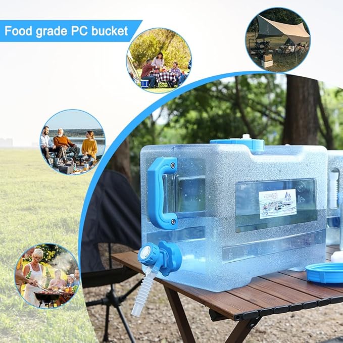 Water Storage Containers, Camping Water Container, Portable Water Tank with Faucet Camping Bucket with Tap Water Jug with Spigot BPA Free Emergency Water Storage for Outdoor Camping Hiking