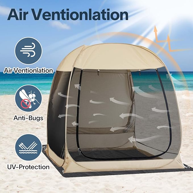 Alvantor Screen House Gazebo, 6-10-15 Person Pop Up Igloo Screened Canopy Tent with Mosquito Netting Sides, Instant UV Resistant Sun Shelter for Garden, Patio, Backyard