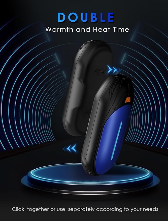 Hand Warmers Rechargeable 2 Pack, Electric Hand Warmers with 20Hrs Long Heating, 2 in 1 Portable Handwarmers Cordless USB Pocket Hands Heater Outdoor Warm Gift for Hunting, Golf, Camping, Ski