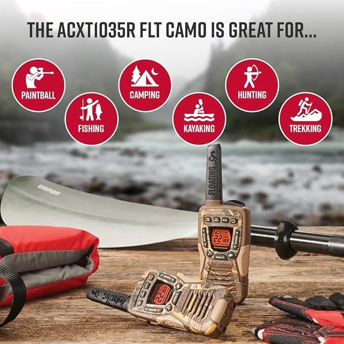 Cobra ACXT1035R FLT CAMO Walkie Talkies 37-Mile Two-Way Radios with Rewind-Say-Again (Pair)
