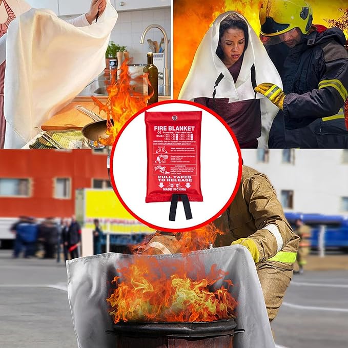 Emergency Fire Blanket for Kitchen, 40"x40" Fiberglass Fire Suppression Blanket-Flame Retardant Blanket Fire Safety Blanket for House Camping Car Office Warehouse Emergency Survival Safety (2pack)