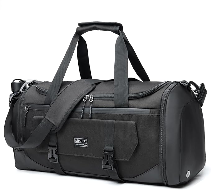 Gym Bags For Men & Women With Shoes Compartment And Wet Pocket, Sports Duffle Bag, Workout Bags For Gym Swimming Yoga,Waterproof Weekend Overnight Carry On Bag A-TG-001-Black