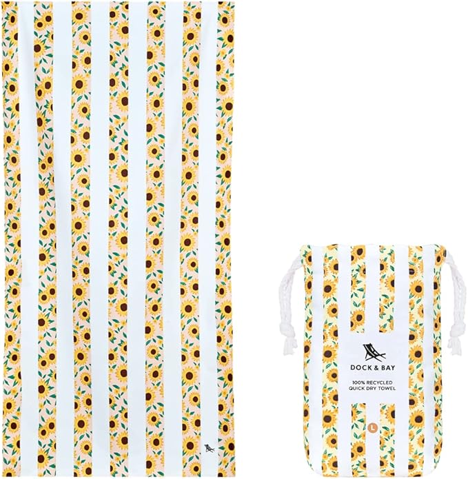 Dock & Bay Quick Drying Towel - for Sports, Gym, Travel, Yoga, Camping, Swimming - Super Absorbent, Compact, Lightweight - 100% Recycled Materials - Includes Bag - Variable Sizes