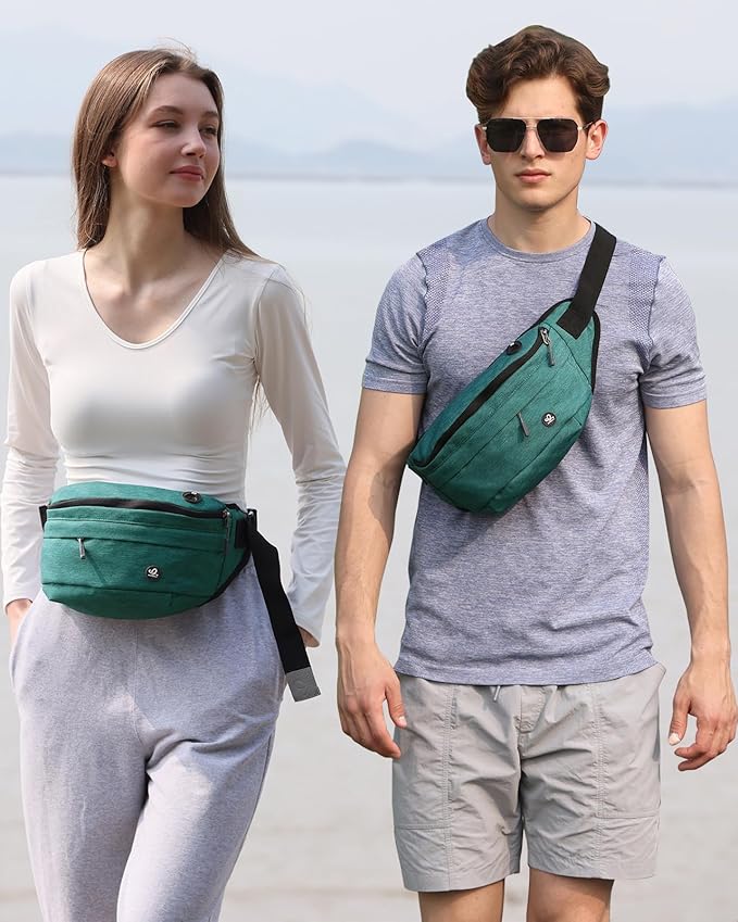 WATERFLY Fanny Pack for Men Women Water Resistant Large Hiking Waist Bag Pack Carrying All Phones for Running Walking Traveling