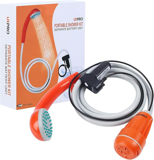 Portable Camping Shower, Outdoor Shower Head, Shower Pump, Detachable USB Rechargeable Batteries, Pumps Water from Bucket, for Camping, Hiking, Pet Cleaning, Pet Shower, Car Washing
