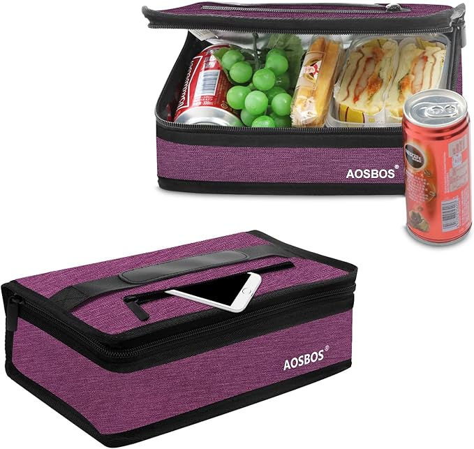 Aosbos Mini Lunch Bag Small Lunch Box for Women Men Insulated Lunchbag Compact Lunch Cooler Bags Adult Lunch Pail Thermal Lunchbox Reusable Snack Boxes Sandwich Container Loncheras Para Mujer