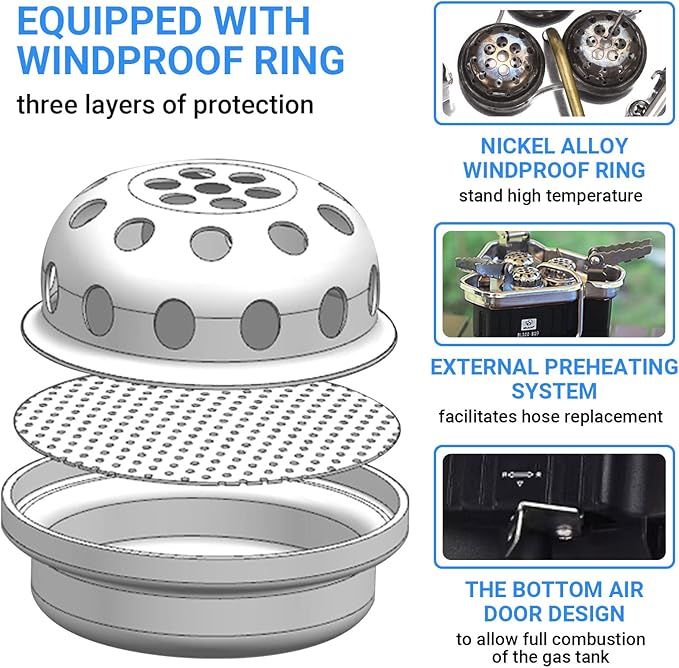 Bulin Camping Stove Burner 3500W/3800W/5800W/6800W/18000W Adjustable Ultralight Backpacking Stove Windproof Camp Portable Propane Stove for Camping Hiking Backpack Outdoor