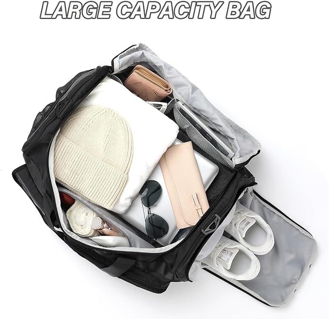 MAXTOP Gym Bag for Women Men Travel Duffle Bag Large Capacity Carry On Weekender Overnight Bag With Shoe Compartment Gym Tote Dry Wet Separation Duffel Bag for Travel