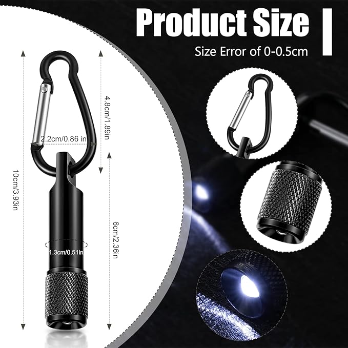 Cunno 49 Pack Mini Keychain Flashlights Bulk Small LED Flashlights Bulk with Buckle for Camping Hiking Outdoor