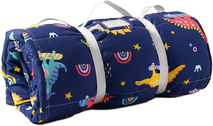 Bunnikins & Clover Toddler Nap Mat with Removable Pillow, Nap Mats for Preschool, Easy Clean Toddler Nap Pad for Kindergarten, Kids Sleeping Bag for Travel Camping