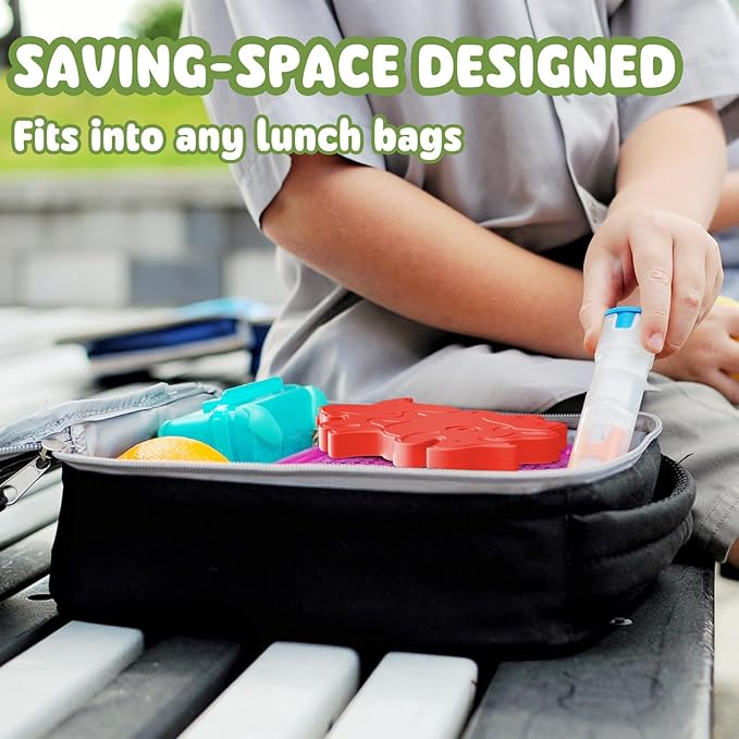 HiYZ Dinosaur Ice Packs for Lunch Boxes - Reusable Kids Ice Packs - Quick Freeze, Space Saving, Long-Lasting Cooler for Lunch Box, Thin Ice Packs Ideal for Travel, Picnics, and School