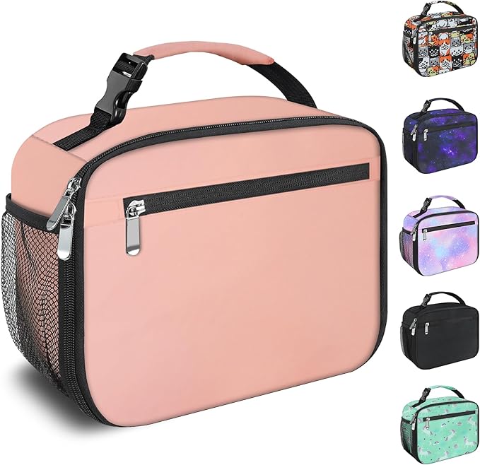 Kids Lunch Box for Boys Girls Lunch Bag Insulated Durable Lunchbox Children Lunch Tote Bag for School Pink