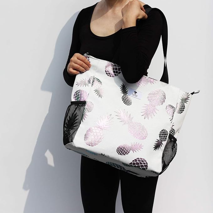 ESVAN Original Floral Water Resistant Large Tote Bag Shoulder Bag for Gym Beach Travel Daily Bags Upgraded