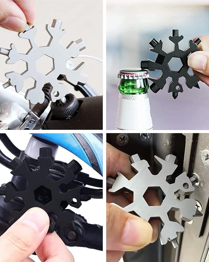 2 Pack 18 in 1 Snowflake Multitool, Christmas Gifts for Adults, White Elephant Gifts, Tool Gifts for Him, Stocking Stuffers