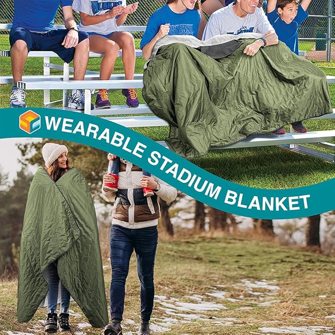 SUN CUBE Large Waterproof Camping Blanket, Fleece Quilted Stadium Blanket for Cold Weather, Windproof Foldable Outdoor Blanket Mat for Picnic, Beach, Pets, Car, 60x80in